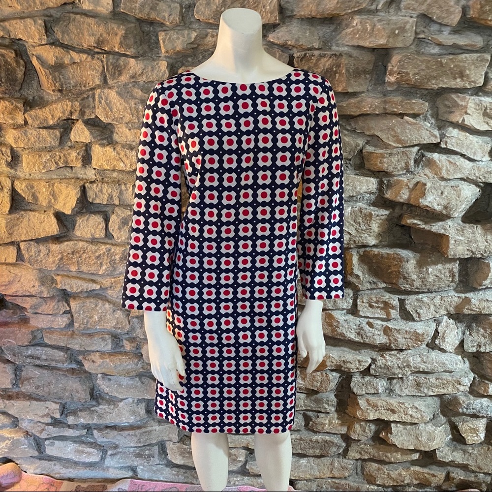 Brooks Brothers Silk Dress Red & Navy Print SZ 6